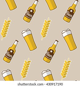 Seamless Pattern With Beer. Vector Illustration