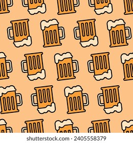 
seamless pattern of beers yellow background