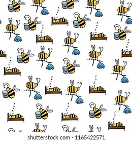 Seamless pattern with bees