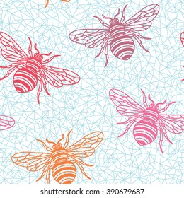 Seamless pattern with bees.