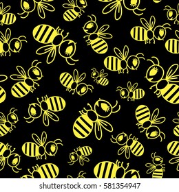 Seamless pattern with bees