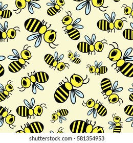 Seamless pattern with bees