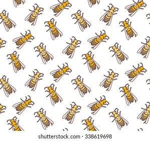 Seamless pattern with bees for background, kids, wrapping paper etc. vector