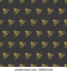 Seamless pattern, with bees. Endless backdrop, with yellow bugs. Use for wallpaper, pattern fills, web page background, surface textures. Easy to edit. Vector illustration - EPS10.