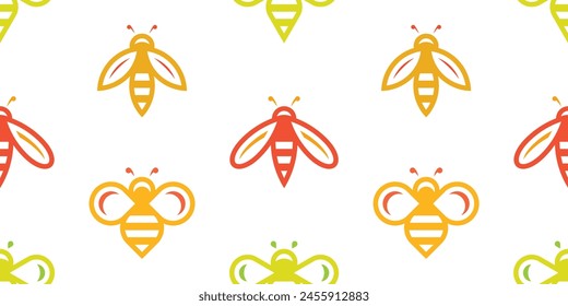 Seamless pattern with Bees. isolated on white background