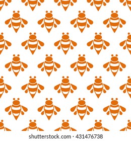 Seamless pattern with bees on light background. Vector illustration.
