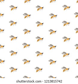 Seamless pattern of  bees. Vector hand drawn illustration.