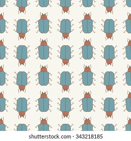 Seamless pattern with beetle. Vector illustration. EPS8