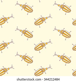 Seamless pattern with beetle. Vector illustration. EPS8