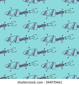 Seamless pattern with beetle. Vector illustration. EPS8