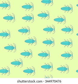Seamless pattern with beetle. Vector illustration. EPS8