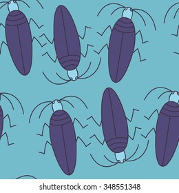 Seamless pattern with beetle. Vector illustration. EPS8