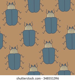 Seamless pattern with beetle. Vector illustration. EPS8