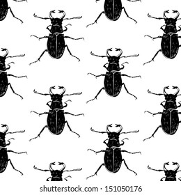 Seamless pattern with beetles