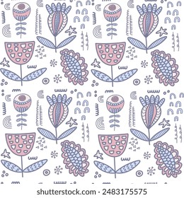 Seamless pattern of beetles, insects, flowers. Template for printing, screensavers; pattern for textile, cover, social media banner template.