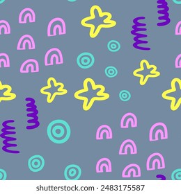 Seamless pattern of beetles, insects, flowers. Template for printing, screensavers; pattern for textile, cover, social media banner template.