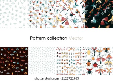 Seamless pattern with beetles insects vector illustration for decoration