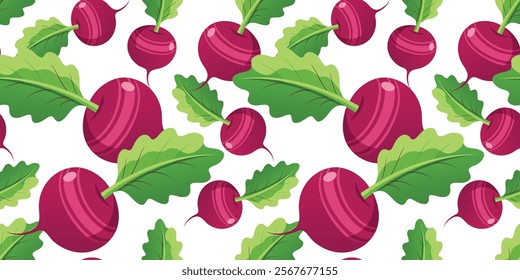 Seamless Pattern of Beetroot Isolated on White Background Vector Illustration Design