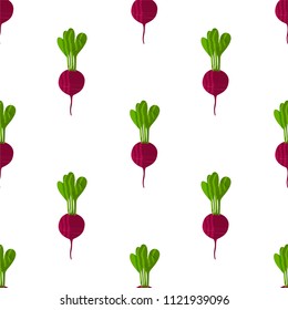 Seamless pattern with beetroots. Vector background for healthy food concept, autumn colorful tile and fabric