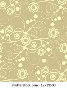 Seamless pattern with beige abstract flowers and curls(can be repeated and scaled in any size)