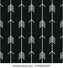 Seamless pattern with beige arrowheads and black background