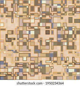 Seamless pattern. Beige and brown paints. Figures from right angles.