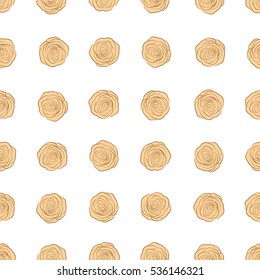 Seamless pattern with beige and brown rose flowers, vector floral illustration in vintage style.