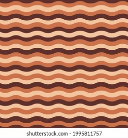 Seamless pattern with beige and brown wavy lines