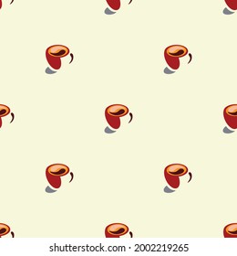 seamless pattern beige coffee cups cafe menu symbol logo vector