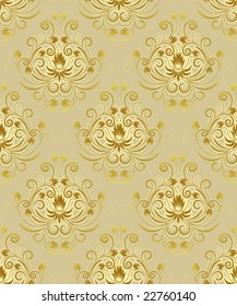 Seamless pattern from beige flowers and leaves(can be repeated and scaled in any size)
