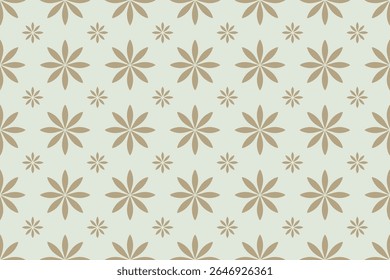 Patrón sin fisuras de flores beige sobre un fondo verde claro