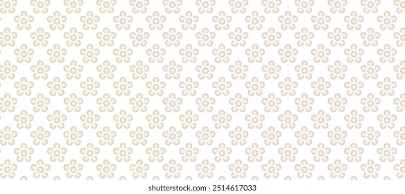 Seamless pattern with beige flowers in the white background