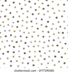 Seamless pattern with beige and grey flowers