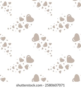 Seamless pattern with beige hearts on a white background