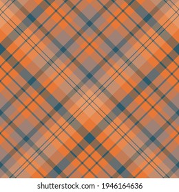 Seamless pattern in beige, orange, dark blue colors for plaid, fabric, textile, clothes, tablecloth and other things. Vector image. 2