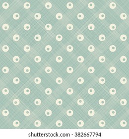  seamless pattern with beige polka dots on turquoise diagonal texture background