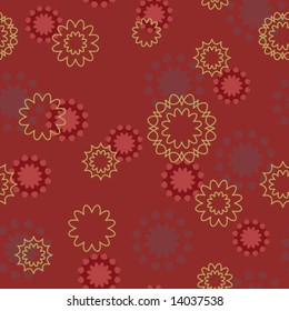 Seamless pattern with beige and red abstract flowers (can be repeated and scaled in any size)