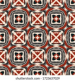 Seamless pattern in beige, red and black for decoration. Print for paper wallpaper, tiles, textiles.