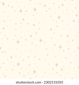 Seamless pattern with beige stars on neutral background.