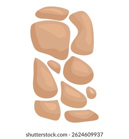 Padrão sem emenda de pedras beges criando uma borda decorativa em um fundo branco