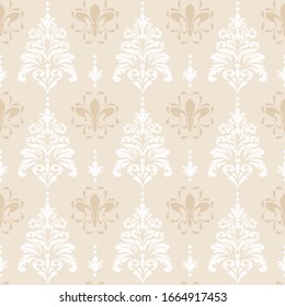 Seamless pattern - beige and white. Retro style. Wallpaper texture, vector illustration