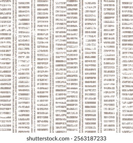 Seamless pattern with beige white straight grunge striped lines. Slub textured white background.  