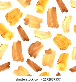 Seamless pattern with beigea, yellow, brown and white watercolor brush strokes. Hand painted colorful endless background, wallpaper, backdrop.