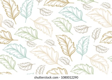 seamless pattern of beige-colored leaves