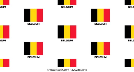 Seamless pattern of Belgium country flag. With the name of the country "Belgium".