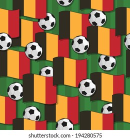 seamless pattern with belgium flags and soccer balls, eps 10 format with transparencies and clipping path