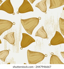 Seamless pattern with bell. Design for fashion textiles, graphics, backgrounds and crafts linen texture