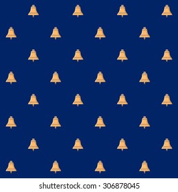 Seamless Pattern with  Bell on a Blue Background , Seamless Pattern with Marine Element for Web Design or Wallpaper or Fabric,  Vector Illustration