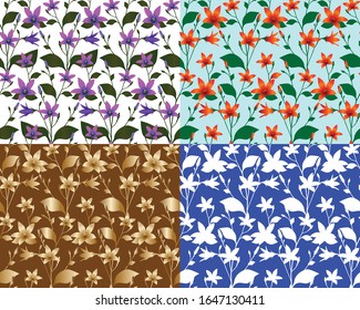 Seamless pattern with bellflower (bluebell) in colour image