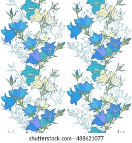 Seamless pattern with bellflowers. Floral ornament. Background